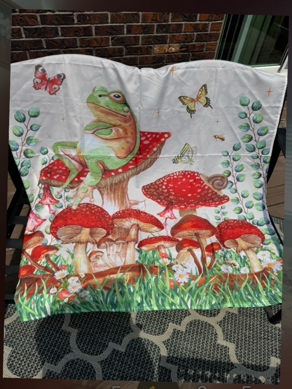 Dorm room wall tapestry silk frog and mushrooms 🍄